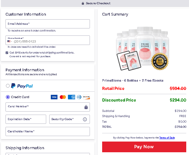 PrimeBiome checkout page